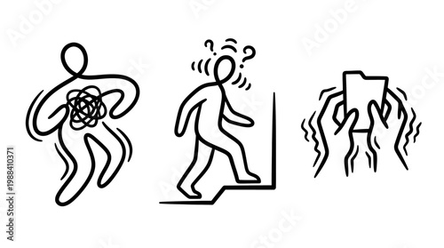 Conceptual Line Art Depicting Human Emotions and Experiences.