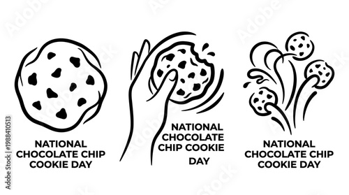 Delicious Chocolate Chip Cookie Day Celebration Illustration.