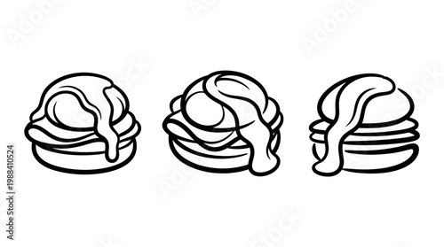 Delicious Dessert Trio - Artistic Depiction of Sweet Macarons with Dripping Glaze.