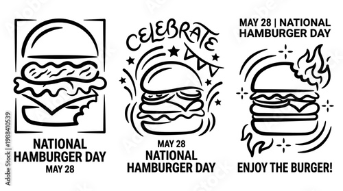 Delicious Hamburger Illustrations for National Hamburger Day Celebrations.