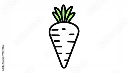 Simple Line Art Icon of a Fresh Carrot Vegetable.
