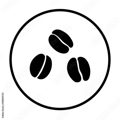 コーヒー豆の丸背景アイコン