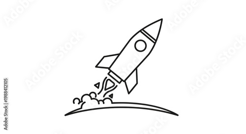 Rocket Ship Launching into Space with Smoke Trails.