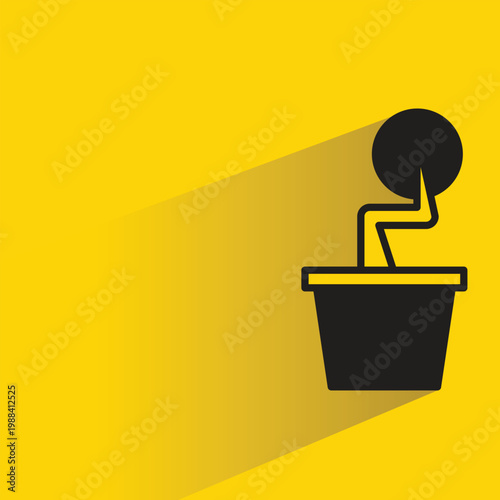 houseplant pot icon with shadow yellow background