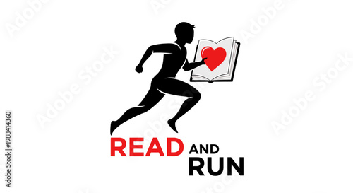 Silhouette Of Person Running While Holding Open Book, Symbolizing Love For Reading