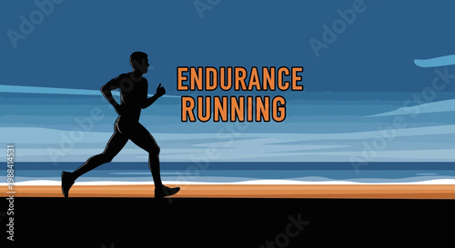 Silhouette Of Runner During Early Dawn Running Towards The Horizon, Endurance Focus