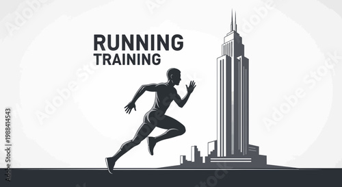Silhouette Of Runner During Training In Urban Environment, Promoting Fitness Goals