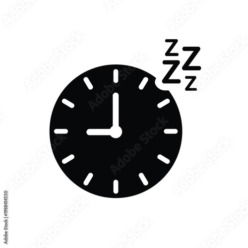 Vector of a clock with zzz symbols indicating sleep