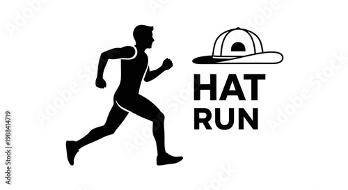 Silhouette Of Runner With Hat Beside The Words Hat Run Representing Competitive Sporting Activity