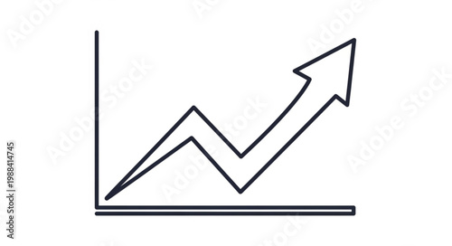 Tableau sur toile Upward trending graph with arrow indicating growth and progress.