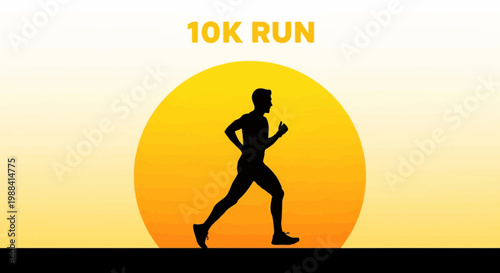 Silhouette Of Runner With Sun Background Depicting A 10K Run Concept For Workout