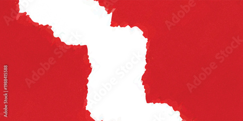 Creative red torn paper background on white. Modern abstract ripped edge design perfect for limited offer ads, breaking news banners, discount marketing, and copy space.
