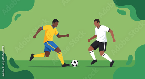 Soccer Game Illustrated In A Clean Flat Design Style Over An Artistic Background