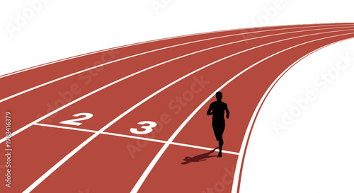 Silhouette Running Athlete on Track Showing Competition And Challenging the Course