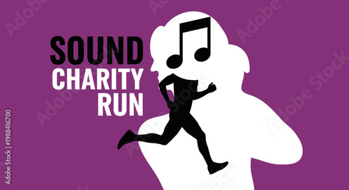 Sound Charity Run Concept Image Depicting Music Note Symbol And Runner Silhouette