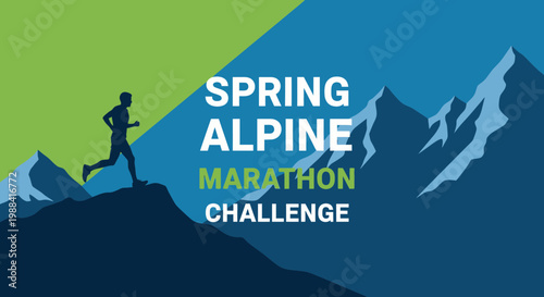 Spring Alpine Marathon Challenge Advertisement: Mountain Run and Exercise Competition Design