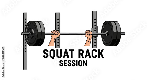 Squat Rack Session: Heavyweight Barbell Workout With Strength Training Illustration