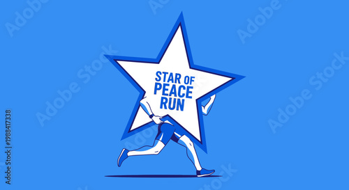 Star Of Peace Run Event Runner Carrying Symbol Of Hope Dynamic Motion