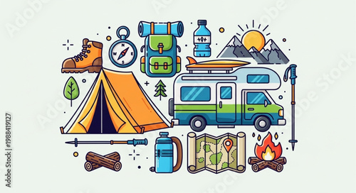 Camping and Outdoor Adventure Gear Collection.