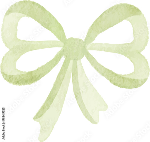 watercolor ribbon sage green double string hand drawn kids core illustration