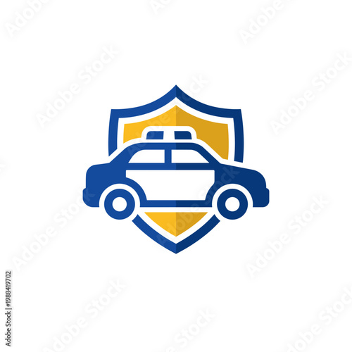 Sleek official vehicle inside a robust emblem, signifying dedicated safety services and authoritative community security illustration vector