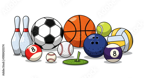 Collection of Various Sports Balls and Equipment for Games and Recreation