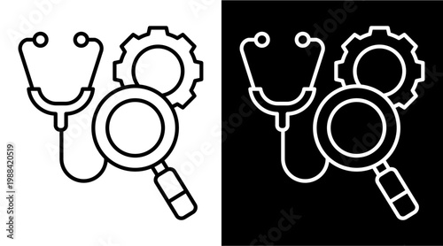 Diagnosis White Icon Set Design