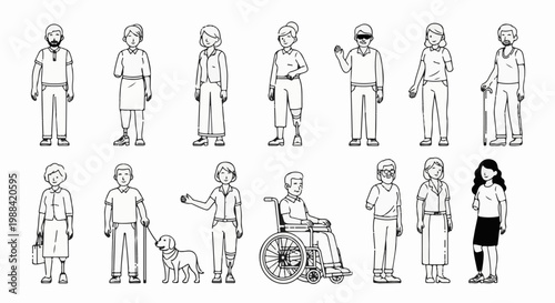 Diverse group of people with disabilities, including amputees and wheelchair users