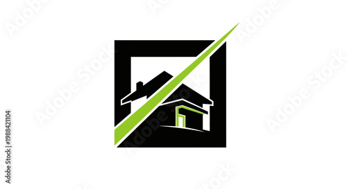 Modern House Logo Design, Concept Real Estate, Green Mark, Property Construction Approved