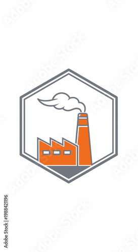 Modern Industrial Factory Emblem With Smoke Stack