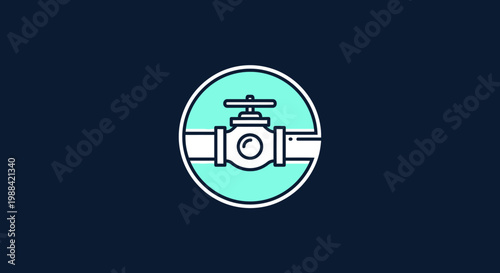 Modern Line Art Illustration Of A Water Valve Design For Plumbing Or Engineering Concepts