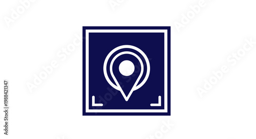 Modern Location Marker Icon Design on a Dark Blue Background, Perfect for Applications