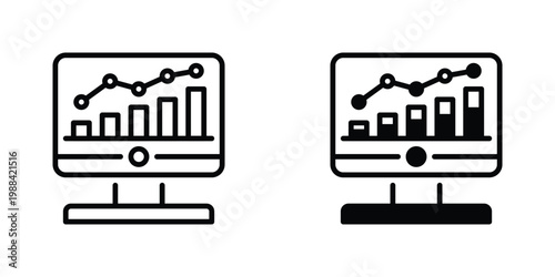 Data Dashboard Vector Line Icon for UI and Web Design