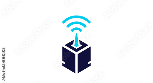 Modern Network Signal Tower Emblem Wireless Communication Device Icon
