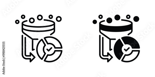 Data Filtering Vector Line Icon for Analytics and Technology