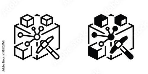 Data Mining Vector Line Icon for Analytics and Technology