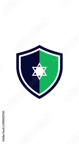 Modern Shield Emblem With Star Of David For Security And Identity