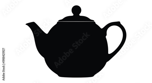 A stark black silhouette depicts a classic teapot with a curved spout and handle high quality