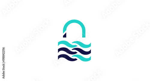 Oceanic Security Lock Symbol Abstract Design