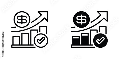 Revenue Growth Vector Line Icon for Business and Finance