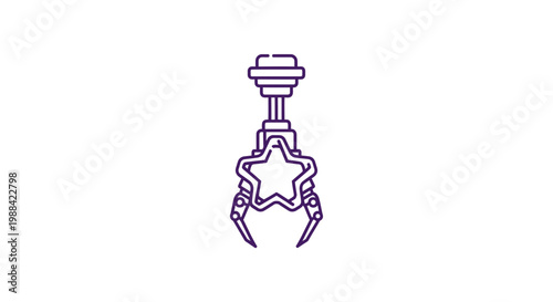 Robotic Claw Grasping A Star Shaped Object Minimalist Outline Design