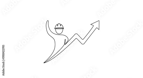Stick figure on rising graph line.