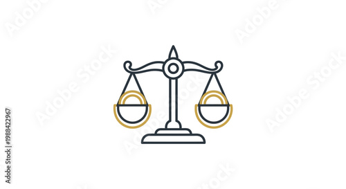 Scales Of Justice Icon Representing Fairness, Law, And Equitable Balance On White Background