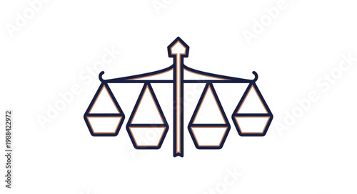 Scales Of Justice Icon Illustrating Balance, Fairness, and Legal Principles Vector Graphics