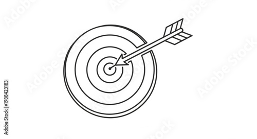 Arrow hitting bullseye on target board illustration.