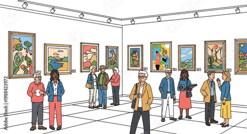 People in Art Gallery Viewing.