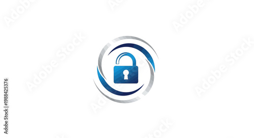 Secure Digital Lock Symbol With Abstract Swirls