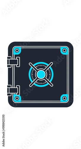 Secure Vault Illustration: Digital Icon of Strongbox for Finance, Banking, and Protection Concepts