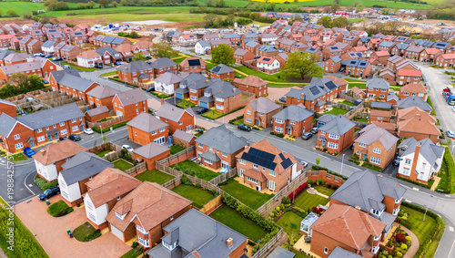 Slika na platnu An aerial view of a newly built modern housing estate in Worcestershire in the U