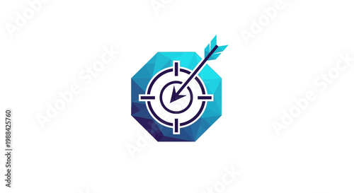 Sharp Aim Logo Concept With Arrow Hitting Target Precision Aiming Business Strategy